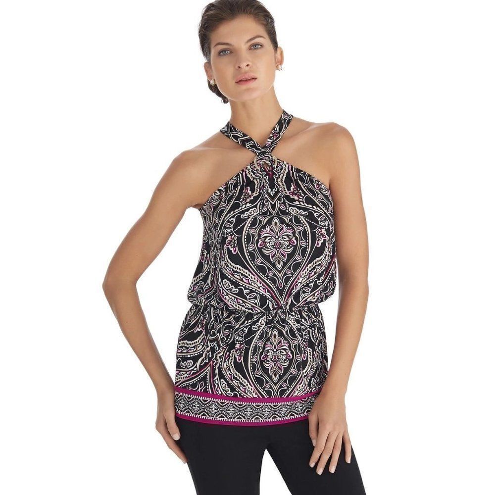 🤑White House Black Market Printed Halter Tank Blouse